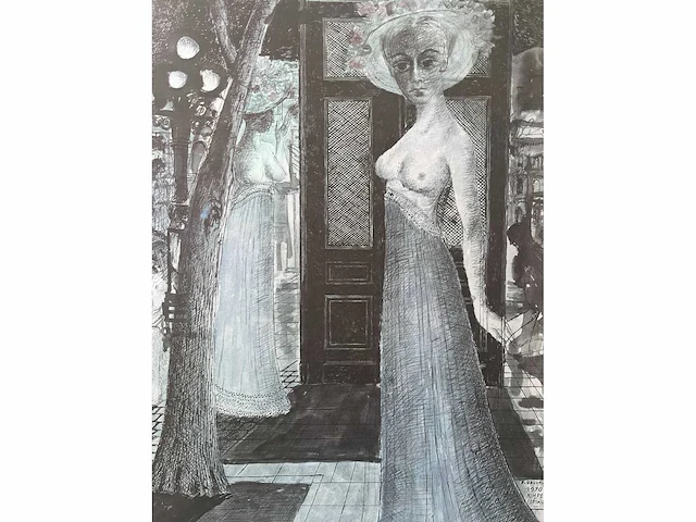 Paul delvaux “pompei detaille 1970” - afbeelding 1 van  3