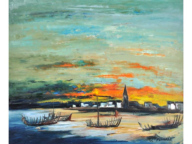 Paul permeke - port-louis, bretagne - olie op doek - 100x120 - 1965 - afbeelding 1 van  15