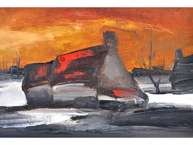 Paul permeke - winterlandschap met boerderij - olie op doek - afbeelding 4 van  9
