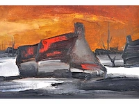 Paul permeke - winterlandschap met boerderij - olie op doek - afbeelding 4 van  9
