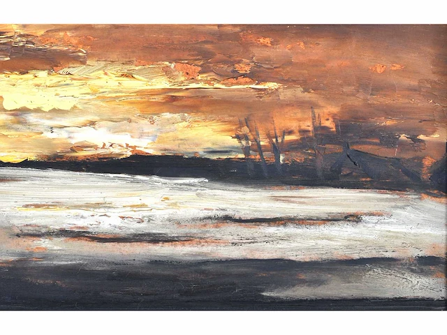Paul permeke (1918-1990) – winterlandschap - olie op paneel - afbeelding 4 van  7