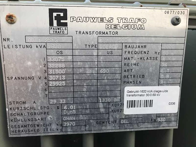Pauwels trafo ddeac 1600 kva 31500/690 v transformator - afbeelding 3 van  11