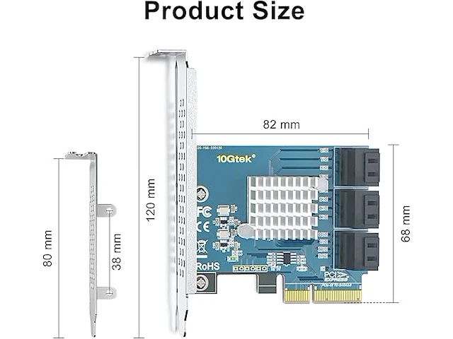 Pcie sata x4 card 6 port - afbeelding 2 van  4