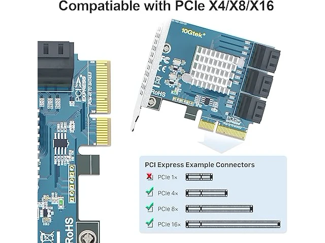 Pcie sata x4 card 6 port - afbeelding 4 van  4