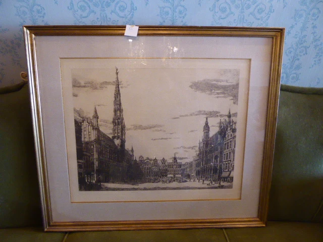 Pentekening "oude markt van brussel" - afbeelding 1 van  3