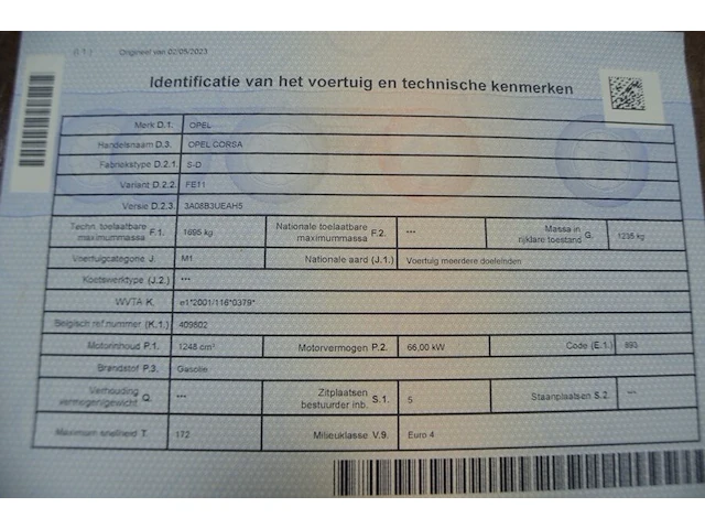 Personenwagen opel corsa cdti , type s-d, variant fe11, verise 3a08b3ueah5, ch.nr. w0l0sdl0876055690, bouwjaar 08-02-2007 (sleutel en alle boorddocumenten) - afbeelding 8 van  26