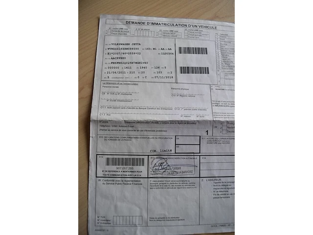 Personenwagen volkswagen jetta, type 16, variant aacffbx0, versie fm6fm62q025n7mgn1vr0, ch.nr. wvwzzz16zbm086090, bj.21.06.2011 (sleutel, boorddocumenten: geen inschrijvingsbewijs (roze formulier), gelijkvormigheidsattest) - afbeelding 10 van  30
