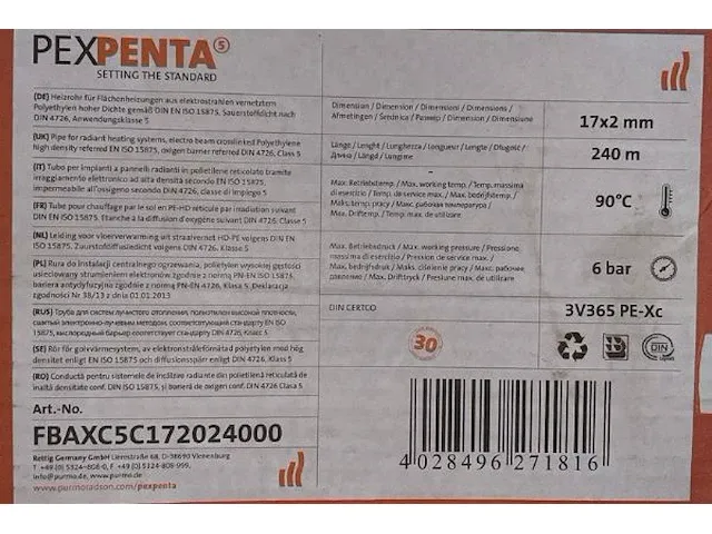 Pex pentabuis voor vloerverwarming - afbeelding 4 van  4