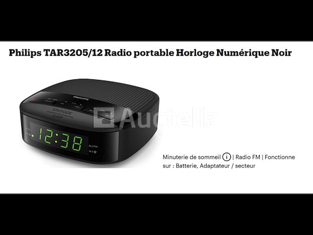 Philips digitale klok draagbare radio zwart tar3205/12 - afbeelding 1 van  1