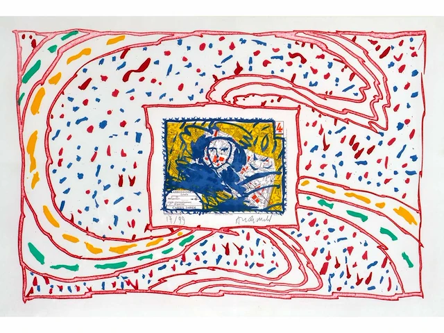 Pierre alechinsky - dame taride - lithografie en ets - afbeelding 1 van  7