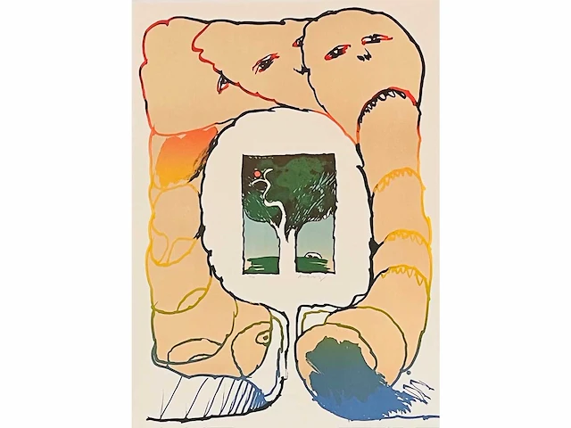 Pierre alechinsky (1927) - retour aux sources - litho - afbeelding 1 van  11
