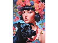 Pierre laurent - la femme au roses - olie op doek - afbeelding 1 van  12