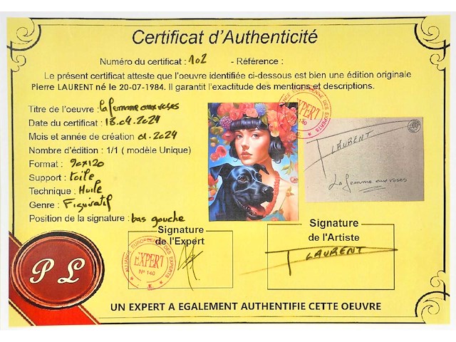 Pierre laurent - la femme au roses - olie op doek - afbeelding 7 van  12