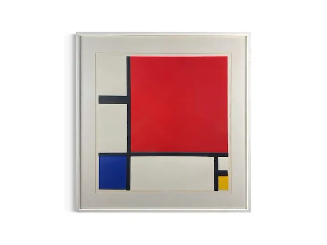 Piet mondriaan - compositie 2 in rood, blauw en geel - afbeelding 1 van  2