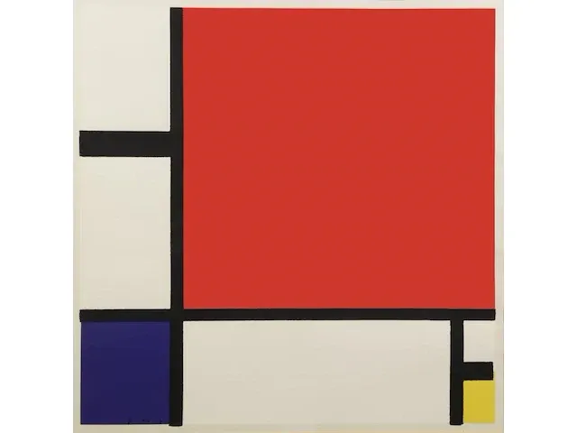 Piet mondriaan - compositie 2 in rood, blauw en geel - afbeelding 2 van  2
