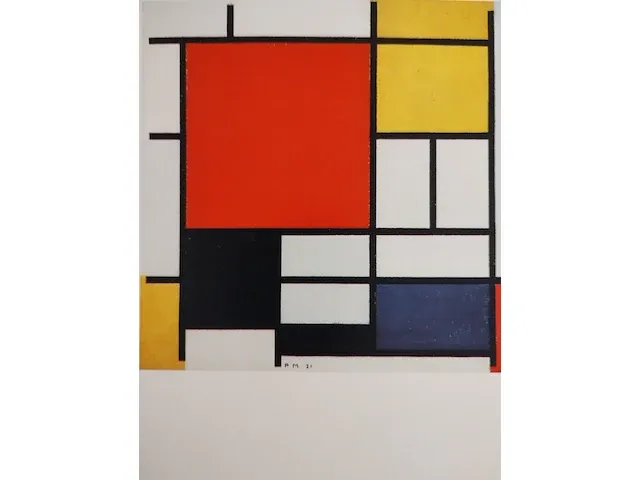 Piet mondriaan compositie met rood en geel - afbeelding 1 van  2