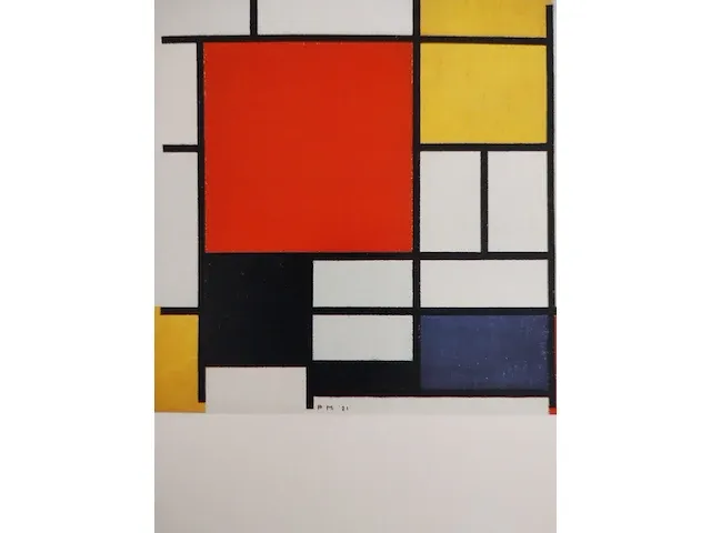 Piet mondriaan compositie met rood en geel - afbeelding 2 van  2