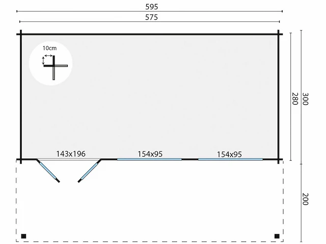 Pinkus - tuinhuis 44mm 5950x6000x2630mm onbehandeld - afbeelding 2 van  5