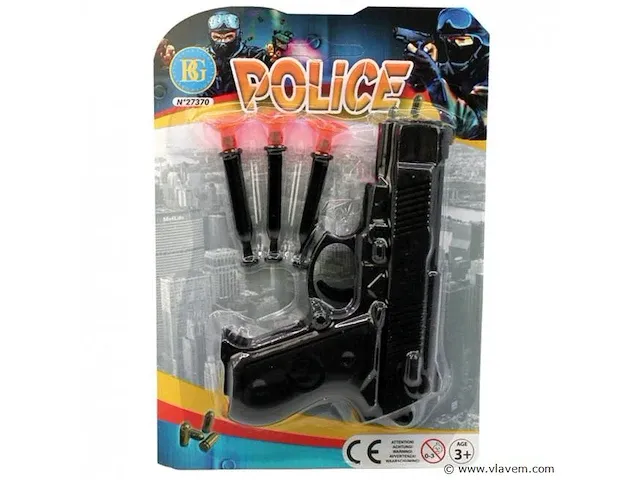 Pistool met 3 zuigpijlen 15cm 24 blisters - afbeelding 1 van  1