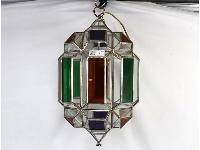 Plafondlamp met gekleurde loodkristallen - afbeelding 1 van  4