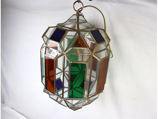Plafondlamp met gekleurde loodkristallen - afbeelding 2 van  4