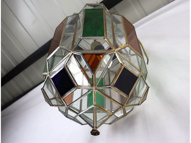 Plafondlamp met gekleurde loodkristallen - afbeelding 3 van  4