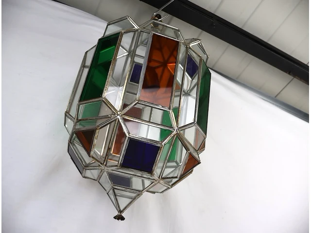 Plafondlamp met gekleurde loodkristallen - afbeelding 4 van  4