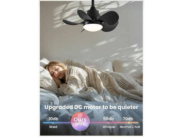 Plafondventilator 56cm zwart - afbeelding 4 van  5