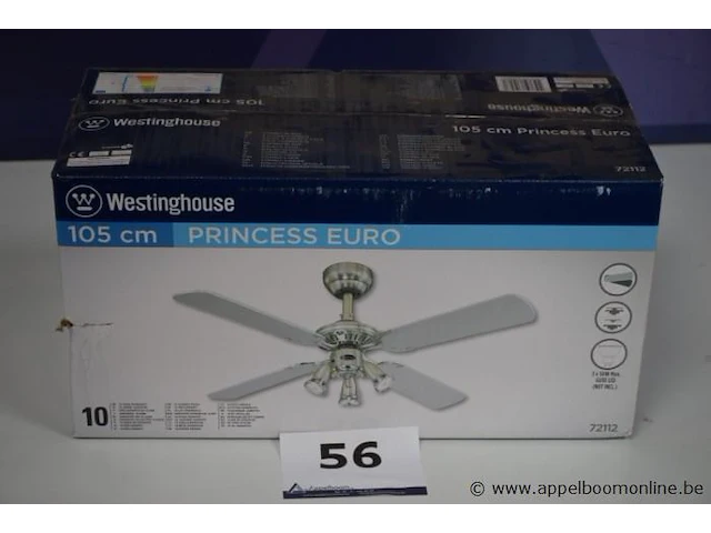 Plafondventilator vv 3 spots westinghouse princess euro - afbeelding 1 van  2
