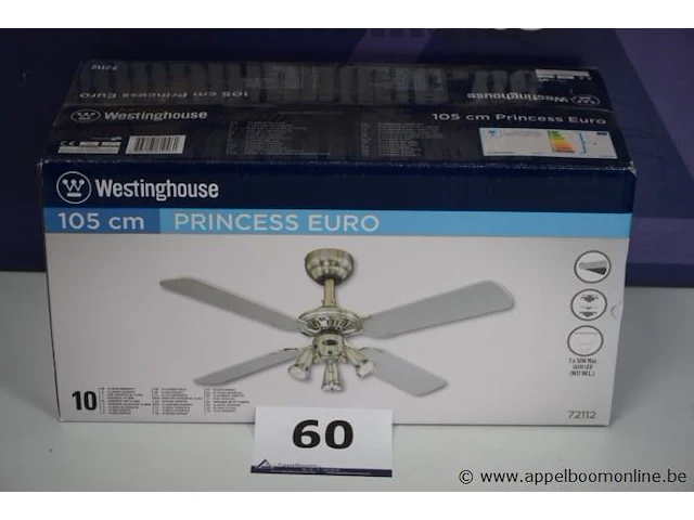 Plafondventilator vv 3 spots westinghouse princess euro - afbeelding 1 van  2
