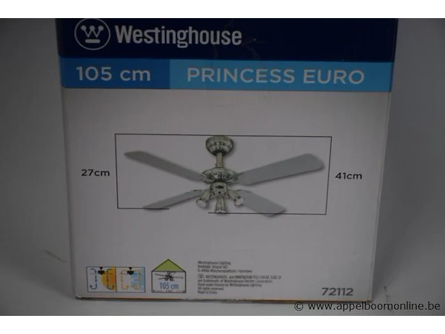 Plafondventilator vv 3 spots westinghouse princess euro - afbeelding 2 van  2