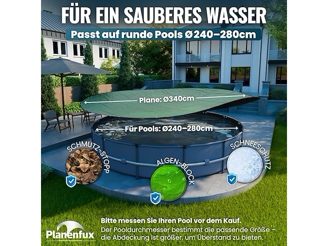 Planenfux® zwembadafdekking (340 cm) - afbeelding 3 van  4