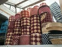 Plm 190 diverse houten poefs, voorzien van stoffen/fluwelen bekleding - afbeelding 4 van  6