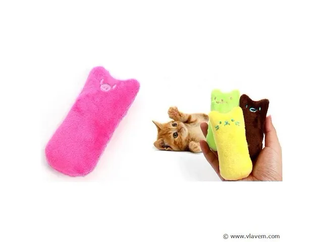 Pluche kattenspeelgoed rechthoekig varken 9x5 cm,8 stuks - afbeelding 1 van  1