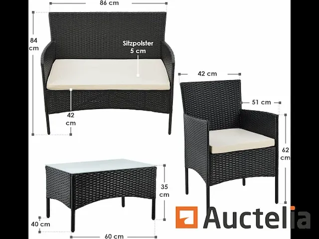 Polyrattan tuin meubilair onze 4 personen - afbeelding 4 van  4
