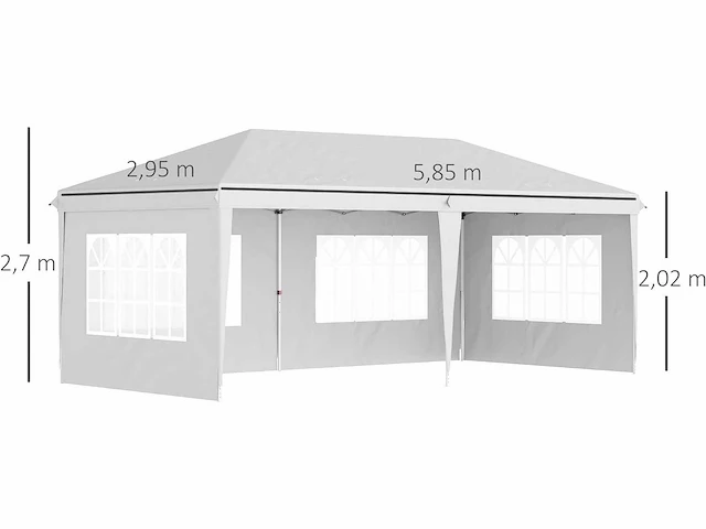 Pop-up opvouwbaar prieel - partytent - 3 x 6 m - afbeelding 4 van  5