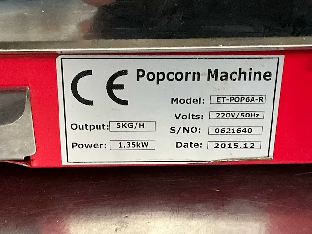 Popcorn machine model et-pop6a-r - afbeelding 4 van  4