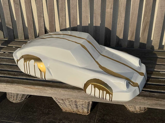 Porsche 911 sculptuur 90cm white/gold - afbeelding 1 van  2