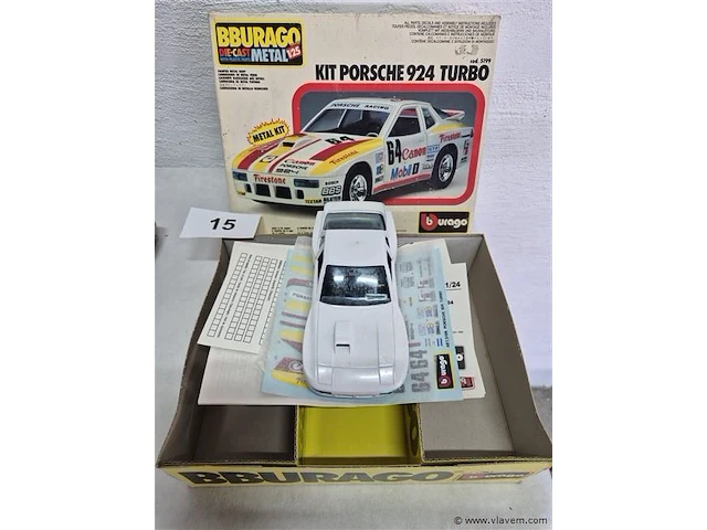 Porsche 924 turbo vintage metaal bburago - afbeelding 1 van  3