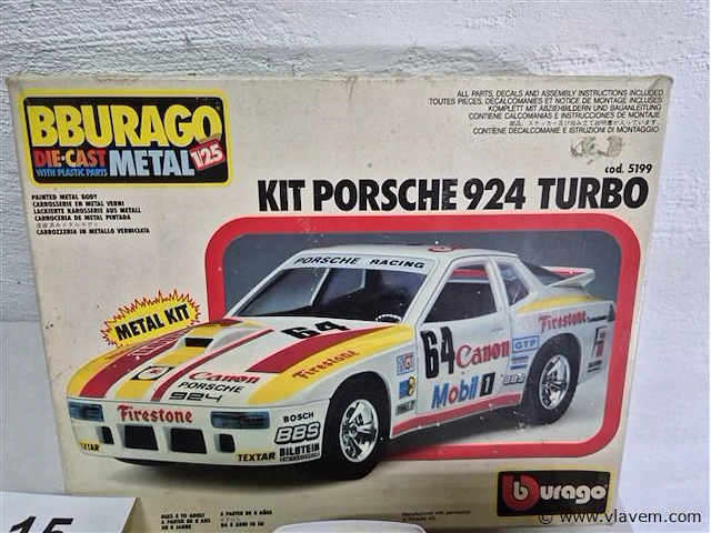 Porsche 924 turbo vintage metaal bburago - afbeelding 3 van  3