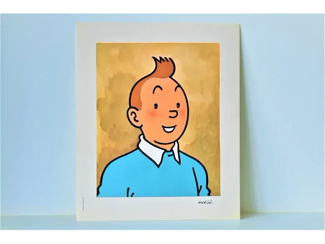 Portfolio portret "kuifje" - casterman, 1966 (1/8) - afbeelding 1 van  6