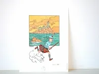 Portofolio 'de zwarte rotsen' (nr. 4/9) - 75 jaar kuifje - 17,5 x 24cm - genummerd - afbeelding 1 van  11