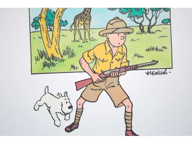 Portofolio 'kuifje in afrika' (nr. 1/9) - 75 jaar kuifje - 17,5 x 24cm - genummerd - afbeelding 2 van  12