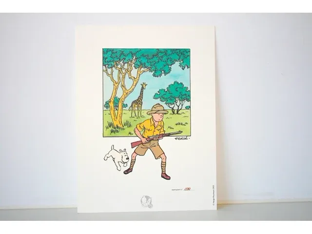 Portofolio 'kuifje in afrika' (nr. 1/9) - 75 jaar kuifje - 17,5 x 24cm - genummerd - afbeelding 1 van  12