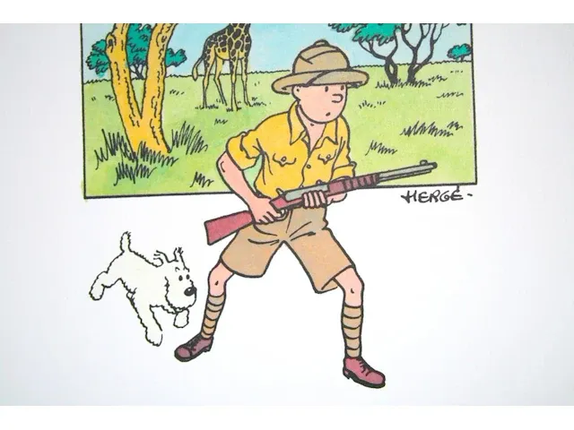 Portofolio 'kuifje in afrika' (nr. 1/9) - 75 jaar kuifje - 17,5 x 24cm - genummerd - afbeelding 10 van  12