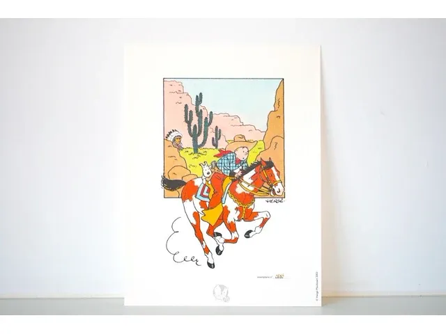 Portofolio 'kuifje in amerika' (nr. 6/9) - 75 jaar kuifje - 17,5 x 24cm - genummerd - afbeelding 3 van  10