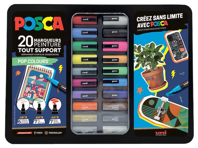 Posca 20-delige markers koffer - pop kleuren (x2) - afbeelding 1 van  2