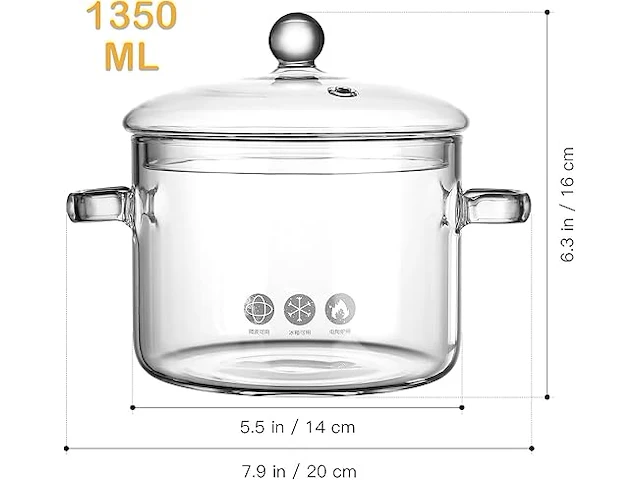 Pot van borosilicaatglas - afbeelding 2 van  3
