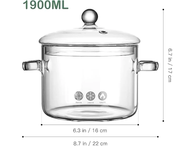 Pot van borosilicaatglas - afbeelding 2 van  3