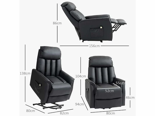 Power lift stoel relaxfauteuil - zwart - afbeelding 3 van  5
